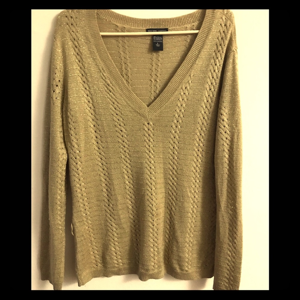 New York & Company Gold Sparkle Sweater